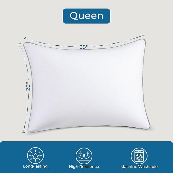 Sasttie Firm Pillows Queen Size Set of 6, Bed Pillows for Side, Back, and Stomach Sleepers - Oeko-Tex Certified Down Alternative Plump Filling - Hotel Quality and Machine Washable, 6 Pack