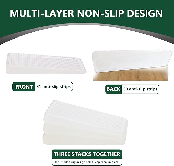 Furniture Levelers, Flexible Plastic Shims Furniture Leveling Wedge Shims Anti-Wobble Pad for Chair Table Couch Bed Toilet for Home Improvement (Clear, 20 Pack)