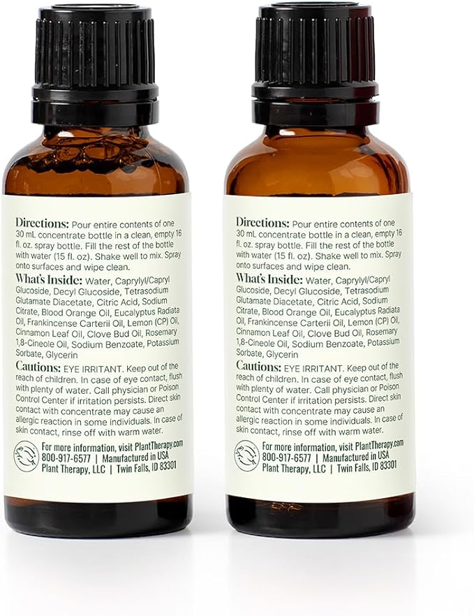 Plant Therapy Home Germ Fighter Blend All Natural Multi-Surface Cleaner Concentrate, Use to Clean Countertops, Stovetops, Tile, Microwave, 30 mL (2-Pack)