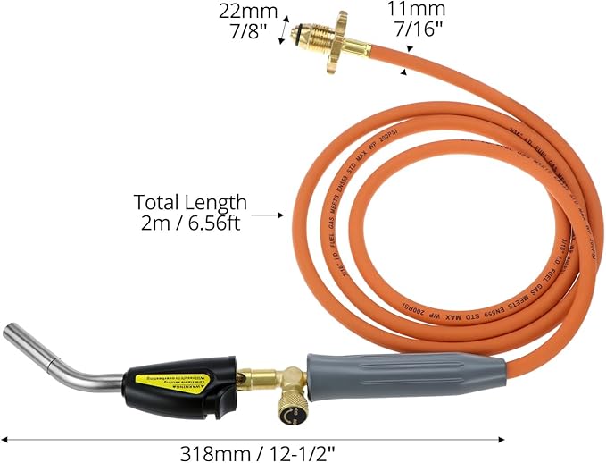 QWORK Welding Torch, Propane Torch Soldering Torch with 78.7 in Hose & Electric Ignition Button, Compatible with Type 1 Valve OPD Valve, for Melt Heating Brazing Plumber