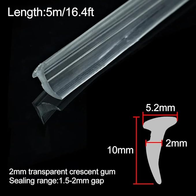 5M Alloy Window Sealing Strip Card Slot Gap Seal PVC Door Dustproof Sound Insulation Weatherstrip Home Hardware,Transparent-2mm