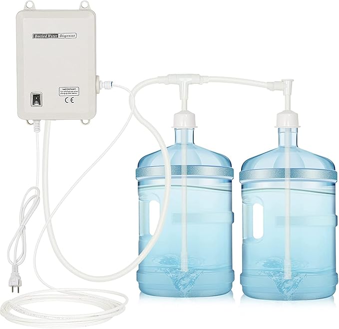 TDRSUPER Bottle Water Dispenser Pump System, 20ft 110V AC US Plug High Flow Bottled Water Dispensering with Dual Inlet for Home Kitchen Coffee Tea Machines Water Dispenser Ice-Maker Refrigerator