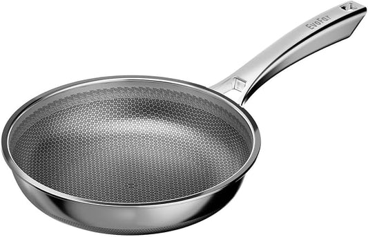 10 Inch Hybrid Nonstick Frying Pan, Stainless Steel Pan Non Stick Skillet, PFOA Free Cookware, Non Toxic Chef's Pan, Compatible with Electric, Gas and Induction, No Lid
