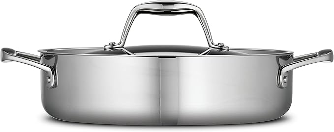 Tramontina Signature Tri-Ply Clad Stainless Steel 3-Quart Braiser Pan | Induction-Ready, Dishwasher-Safe, NSF-Certified, Made in Brazil