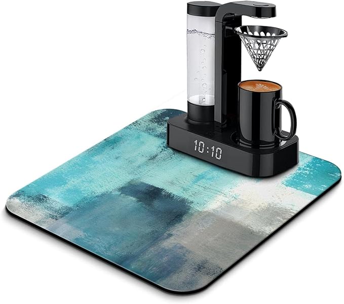 Coffee Bar Mat Accessories for Countertop Absorbent Hide Stain Rubber Backed Dish Drying Mats for Kitchen Counter Draining Pad Decor Gift(18x16in)