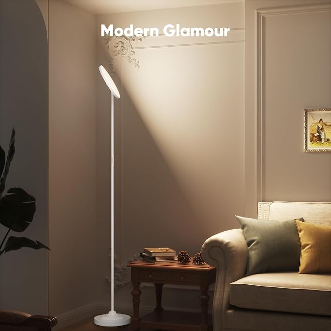SIBRILLE 36W LED Floor Lamp, Super Bright Standing Lamp, Modern Stepless Dimmable Torchiere Tall Lamp with Remote Control, 350°Rotating Head Reading Floor Lamp for Living Room, Bedroom, Office