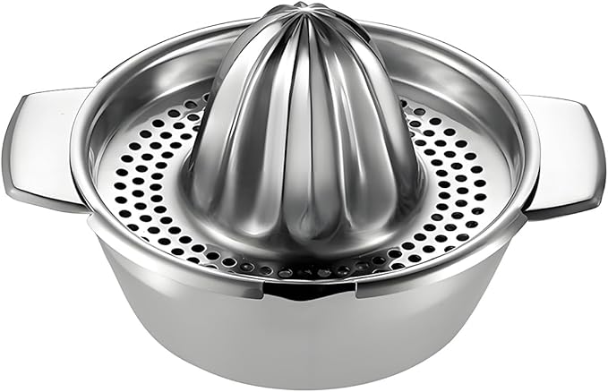 Lemon Orange Squeezer, Manual Juicer Stainless Steel Citrus Juicer Hand Press Lemon Squeezer with Bowl Juicer Strainer