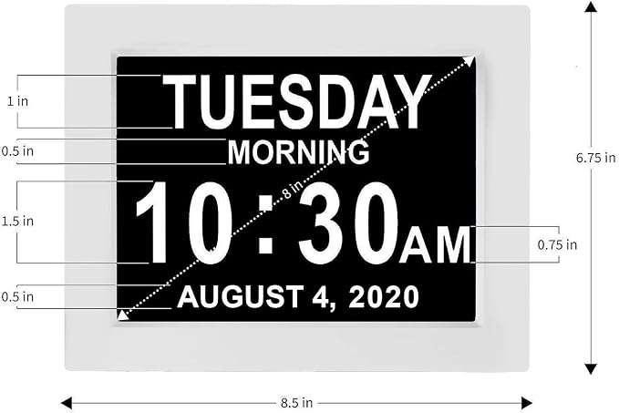 American Lifetime, New Version, Day Clock Extra Large Impaired Vision Digital Clock with Backup and 5 Alarm Options Great Gift Ideas, 2 Pack White