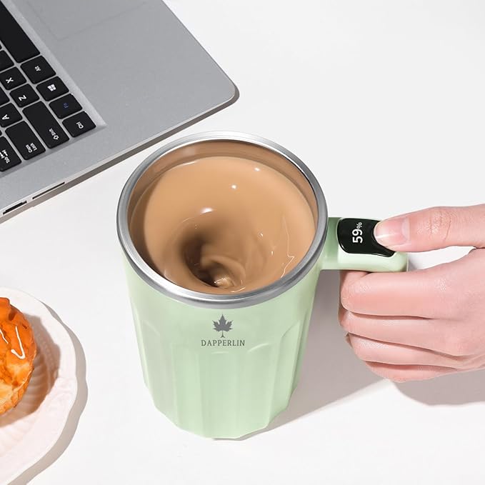 Drink Stirrer,Self Stirring Mug,Self Stirring Coffee Mug,Suitable for Coffee, Milk, Cocoa and Other Beverages (Matcha Green, 12 Ounces)