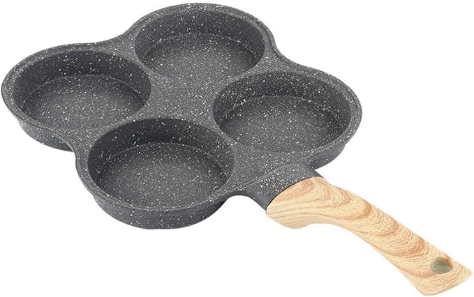 Nonstick Stuffed Pancake Pan Pancake Pan, Egg Frying Pan, 4 Hole Omelet Pan for Burger Eggs Ham Pancake Maker Frying Pans Creative Non-Stick No Oil-Smoke Breakfast Grill Wok Cooking Pot Frying pa