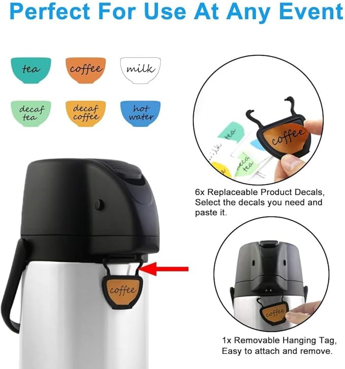 TOMAKEIT Airpot Coffee Dispenser Thermal with Pump,3L/102 Oz Insulated Stainless Steel Large Airpot Coffee Carafe Lever Action for Hot/Cold Water,Thermal Carafe for Hot Cocoa for Parties