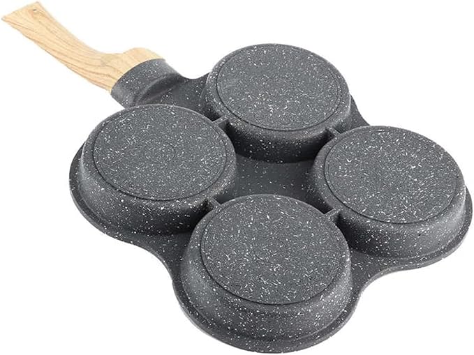 Nonstick Stuffed Pancake Pan Pancake Pan, Egg Frying Pan, 4 Hole Omelet Pan for Burger Eggs Ham Pancake Maker Frying Pans Creative Non-Stick No Oil-Smoke Breakfast Grill Wok Cooking Pot Frying pa