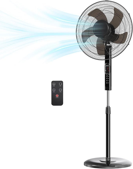 NEWBULIG 17" Pedestal Fans with Remote, Oscillating Standing Fan with 3 Speed & 3 Model, Quiet Timer Stand Up Fan for Indoor, Bedroom, Living Room, Adjustable Height & Tilt Head, Easy Assembly