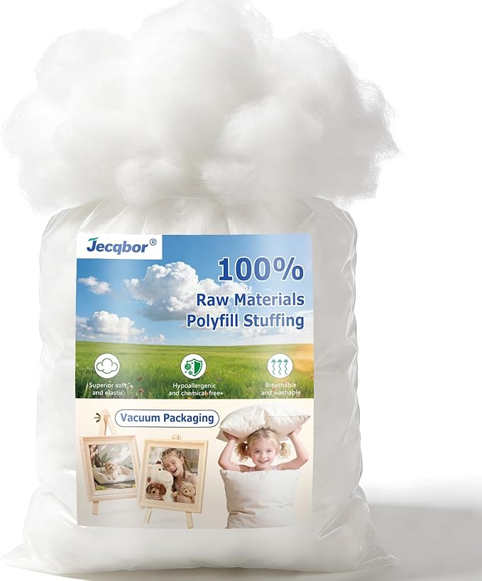Jecqbor 19.2oz Soft Polyfill Stuffing, Pillow Stuffing Filling for Pillow, Couch Cushion, Cloud Project, Stuffed Animal, Craft, Machine Washable Polyester Fiberfill for Crochet, Pet Bed, Plushies