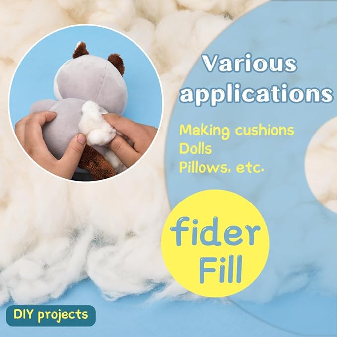 Cotton Stuffing, 700g/24.69oz Natural Combed Cotton Filling, Soft Pillow Stuffing for Stuffed Animals, Premium Crochet for Stuffed Cushions DIY Crafts