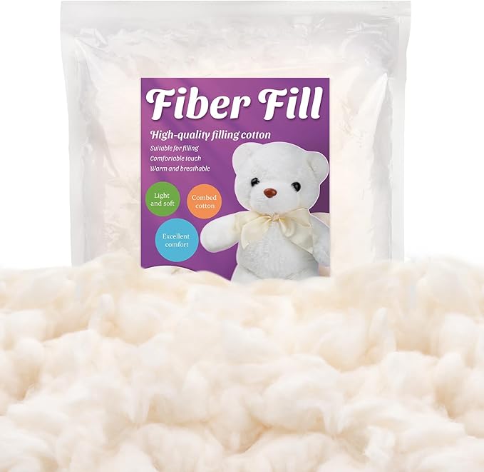 Kogyxe 3.53oz Combed Cotton Filling, High Resilience Cotton Stuffing, Stuffing for Stuffed Animals, Premium Pillow Stuffing for Small Stuffed Cushions Crochet DIY Crafts