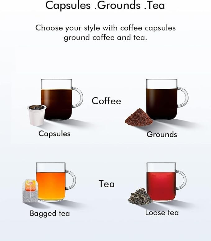 SIFENE 3-in-1 Single Serve Drip Coffee Machine, Compact K-Cup/K-Pod Compatible Brewer for Ground Coffee & Tea, 50oz Removable Water Reservoir, Multiple Brew Sizes, Auto Shut-Off