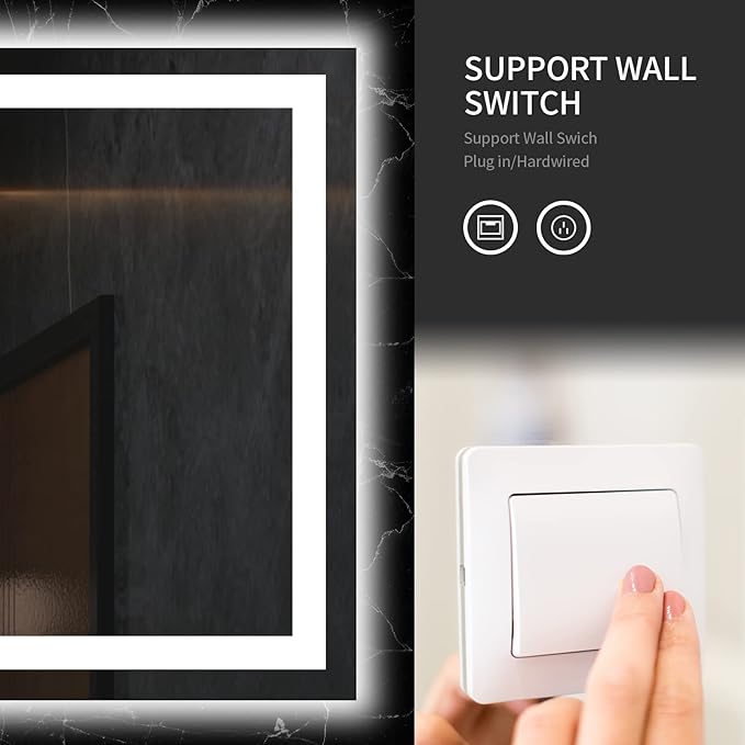 LOAAO 72"X36" LED Bathroom Mirror with Lights, Anti-Fog, Dimmable, Backlit + Front Lit, Lighted Bathroom Vanity Mirror for Wall, Memory Function, Tempered Glass, ETL Listed