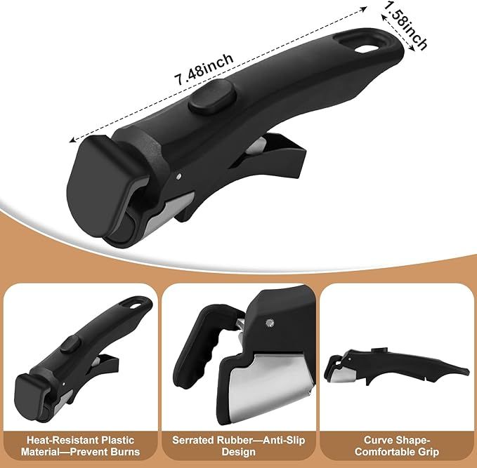 Wayona 2 Pack Removable Handles for Pots and Pans Black - Universal Detachable Pan Handle - Heat-Resistant Plastic, Stainless Steel, Silicone - Black