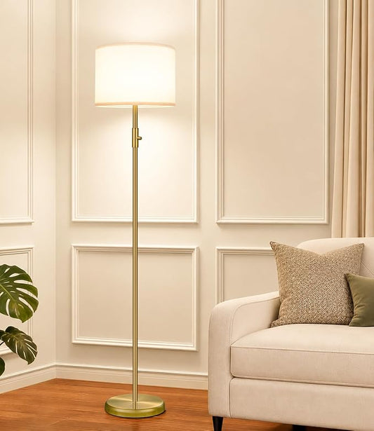 Floor Lamp Simple Design with Shade, Small Tall Lamps for Living Room Bedroom Office Dining Room Kitchen-Brass
