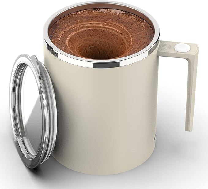 CYANLUX Self Stirring Mug, Rechargeable Automatic Magnetic Electric Coffee Mug, Rotating Mixing Cup, To Stir Coffee, Chocolate, Milk, Protein,Cocoa, Great For Home Office Travel School (Cream White)