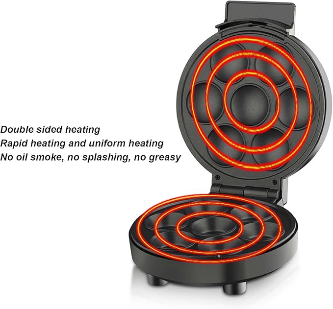 Cupcake Maker Mini Donut Maker Non Stick Cool Touch Electric Donut Maker Double Heated Makes 7 Cupcakes Perfect for Breakfast Snacks and Desserts(US Plug 110V)