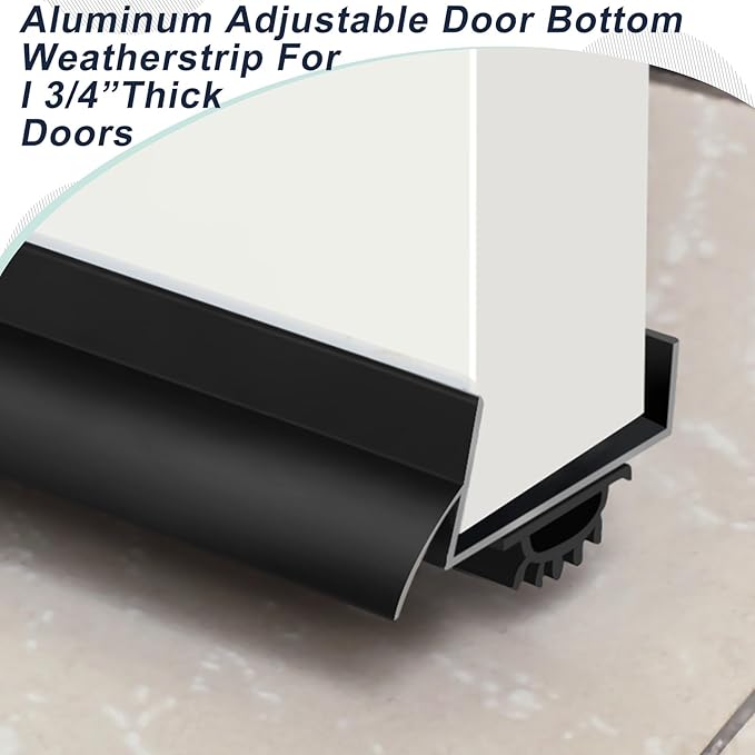 MorningRo 1 Pcs 1-3/4" x 36" U Shaped Aluminum Door Sweep for Bottom of Door with Drip Cap Screw-on Metal Weather Stripping Seal Draft Stopper Threshold for Exterior Front Doors (Black)