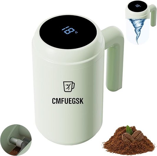 Self Stirring Coffee Mug with Temp Display, 316 Steel Auto Mixing Cup for Coffee, Milk, Protein – Gift for Friends, 14.2oz – Mint Green