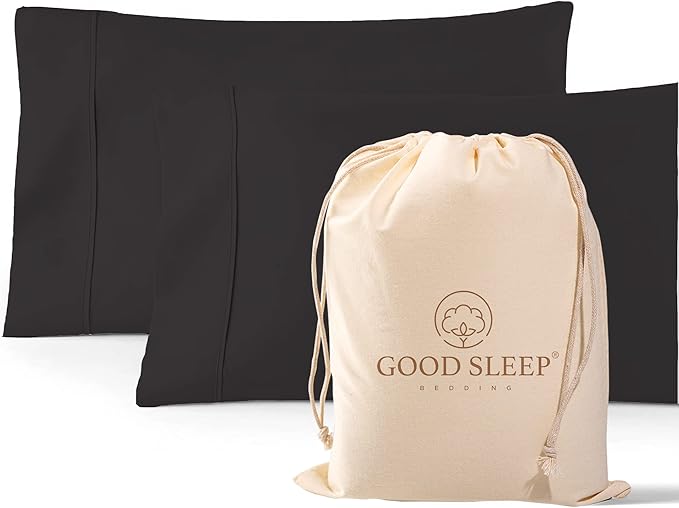1000 TC Black King Pillowcases Set of 2 100% Egyptian Cotton Pillow Cases with Long Staple Cotton & Sateen Weave, Silky Soft Hotel - Like Bed Pillow Covers for Comfy Sleeping, Snug Fit