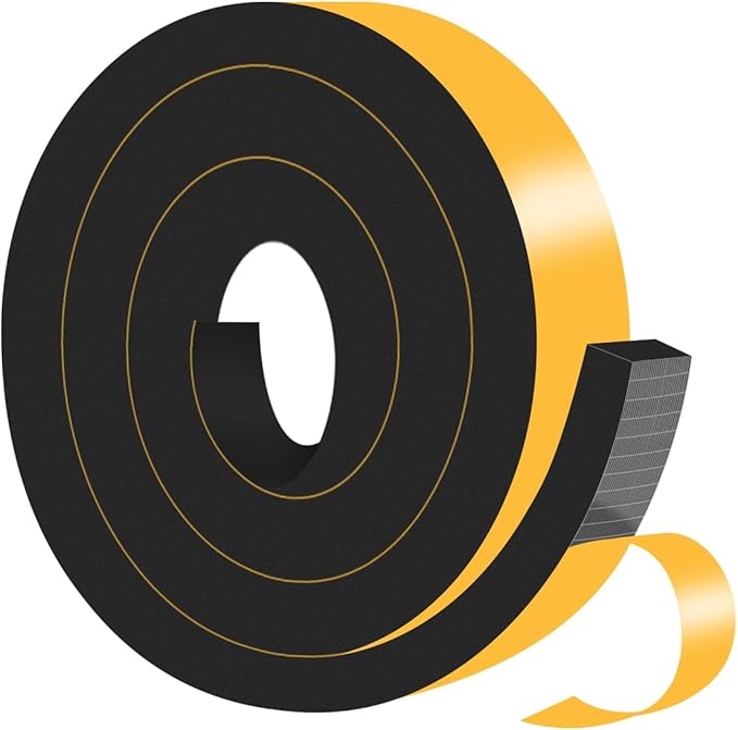 Weather Stripping Door Seal,Weather Stripping,Soundproof,Cold Insulation,High Density CR Foam Insulation Tape for Door, Front Door Frame, Windows,Sliding Door (Black, 2 in x 1 in x 6.5Ft)