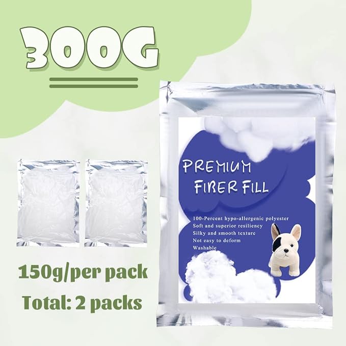 BUTUZE 300g/10.5oz Polyfill Stuffing Fiber Fill, (2.1oz-4.4lb) White Premium Fiberfill Stuffing for Craft, High Resilience Crochet Stuffing, Stuffing for Stuffed Animals, Cotton Batting, Recyclable