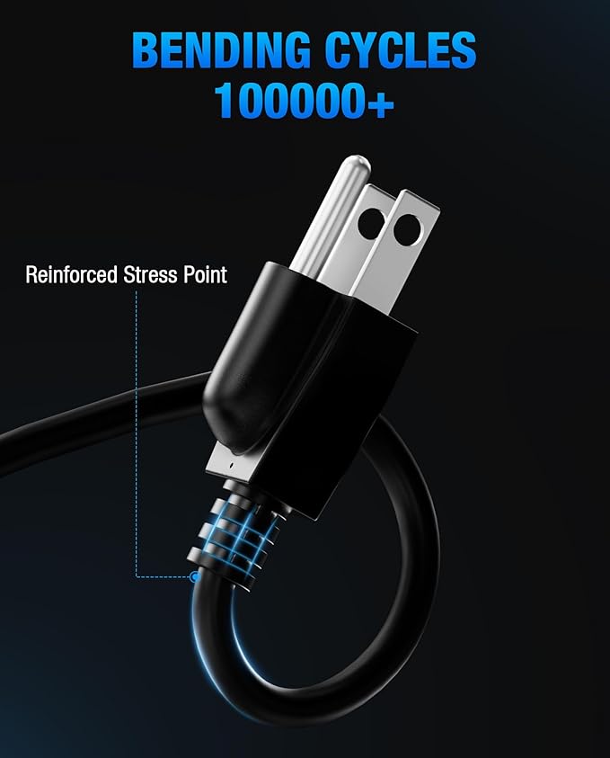 Heavy-Duty Power Station Charging Cable, 14AWG Fast Charger Cable for Jackery Explorer 2000/1500/1000 Pro,Ecoflow Delta/River Series,Bluetti EB3A;Anker 757/767, 125V 15A Universal AC Power Cord(6FT)