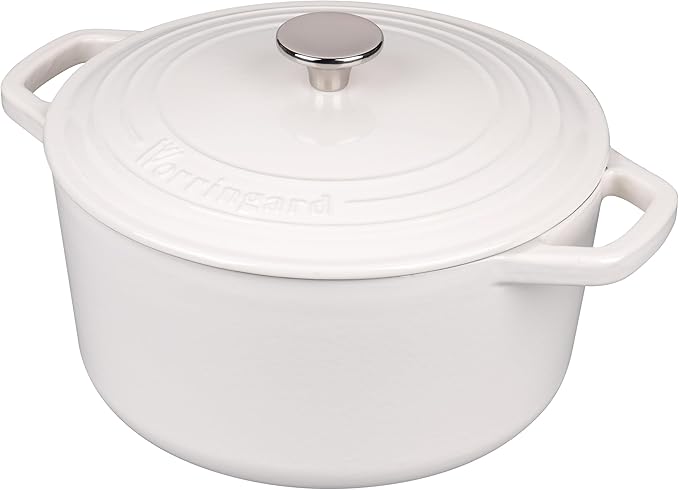 VORRINGARD Enameled Cast Iron Dutch Oven Pot with Lid, for Bread Baking, Round Bread Oven- include Sourdough Bread Baking Supplies Set, 6QT, White