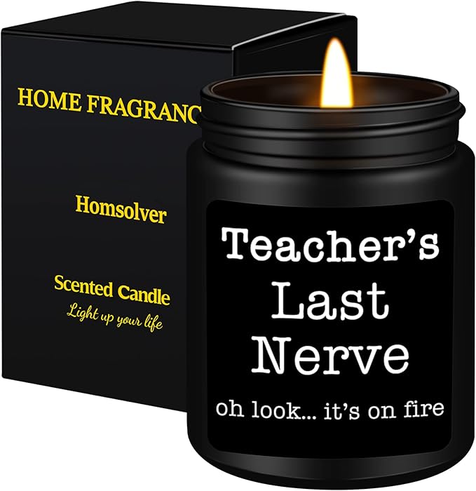 Homsolver Teacher Appreciation Gifts for Women Men, Christmas Birthday Valentines Retirement Thanksgiving Teachers' Day Graduation Season, Teacher’s Last Nerve Scented Candles
