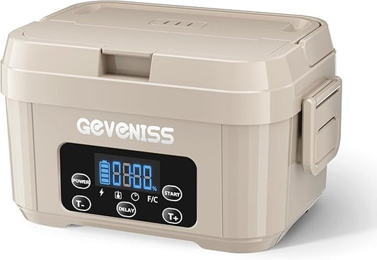 Geveniss Cordless Electric Lunch Box for Adults – Heated Lunch Box with 1100ML SS Container, Battery-Powered Food Warmer with Leakproof Lid, Fast Heating Up to 220°F for Office, Car, Travel