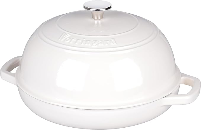 VORRINGARD Enameled Cast Iron Dutch Oven Pot with Lid, Bread Oven for Sourdough Bread Baking, Dutch Ovens with Bread Proofing Basket& Baking Supplies Set, 6 Quart, White