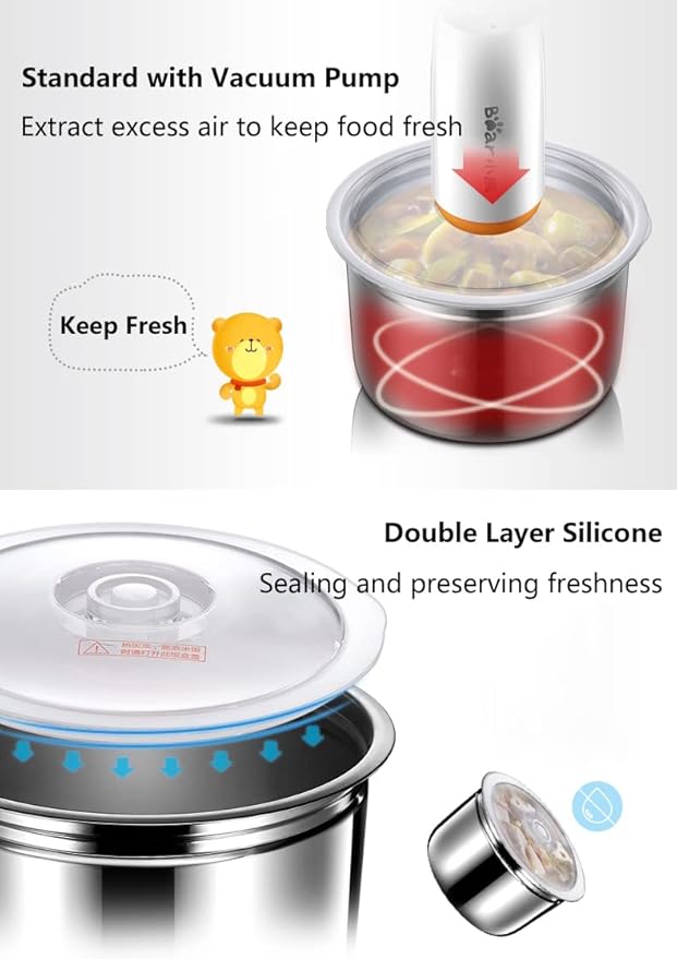 Bear DFH-B20J1 Smart Self Heated Lunch Box, Mini Hot Pot, Leakproof Plug-in Lunch Box with Keep Warm Function, Blue, 2L