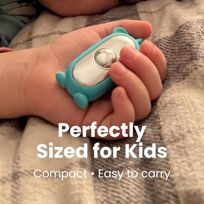 Glowco CalmCarry Mini Bear Kids Sleep Aid Device – Handheld Microcurrent Relaxation Tool, Supports Calm, Focus & Gentle Relief, USB Rechargeable, Portable Wellness Device for Children (Teal)