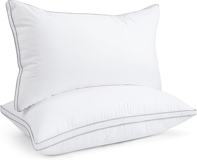 viewstar Bed Pillows Set of 2, Hotel Quality Cooling Down Alternative Gusseted Pillows for Side, Back, or Stomach Sleepers, White, 19" x 33"