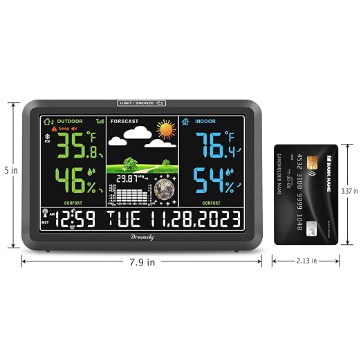 DreamSky Weather Station Indoor Outdoor Thermometer Wireless with Digital Atomic Clock for Home, Large Display with Dimmer, USB Port, Inside Outside Temperature Humidity Monitor (Plug-in)