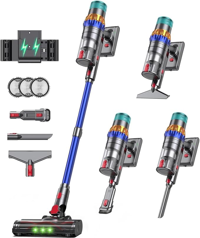 Smart Cordless Vacuum Cleaner, 650W 60KPa 75Min Vacuum Cleaner for Home | 8-in-1 Stick Handheld Vacuum for Pet Hair, Hard Floor, Carpet, Intelligent Auto Mode, Lightweight, Anti-Tangle, Self-Standing