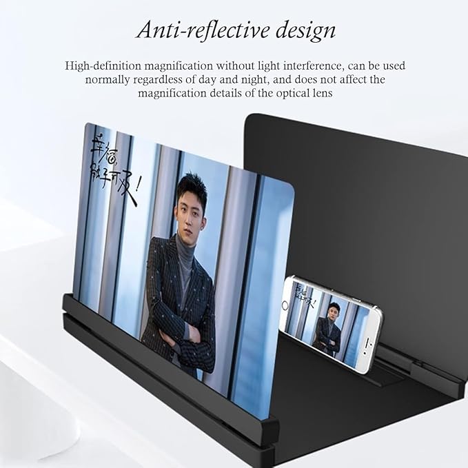 12-Inch Mobile Screen Magnifier - HD 3D Foldable Phone Amplifier for Movies, Videos, and Reading Universal Adjustable Eye Protection, Suitable Kids Seniors