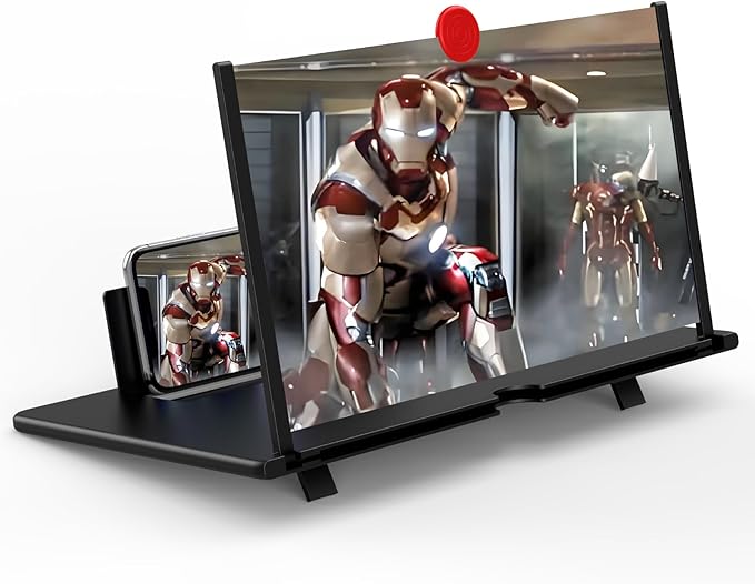 12" Screen Magnifier for Cell Phone,3D Magnifying Projector Screen Enlarger Expander for Movies, Videos, and Gaming, Foldable Phone Stand with Screen Amplifier, Gifts for Mom Dad