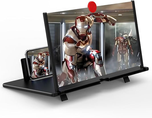 12" Screen Magnifier for Cell Phone,3D Magnifying Projector Screen Enlarger Expander for Movies, Videos, and Gaming, Foldable Phone Stand with Screen Amplifier, Gifts for Mom Dad