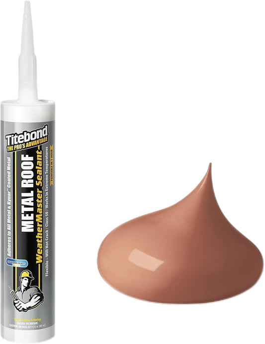 Titebond WeatherMaster Metal Roof Sealant, Copper – Premium Polymer Caulk for Aluminum, Copper, Galvanized Steel & Coated Metals, UV-Resistant – 62621, 9.5 Oz. Cartridge
