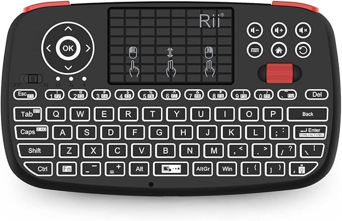 (Upgrade) Rii i4 Mini Bluetooth Keyboard with Touchpad, Blacklit Portable Wireless Keyboard with 2.4G USB Dongle for Smartphones, PC, Tablet, Laptop TV Box iOS Android Windows Mac.Black