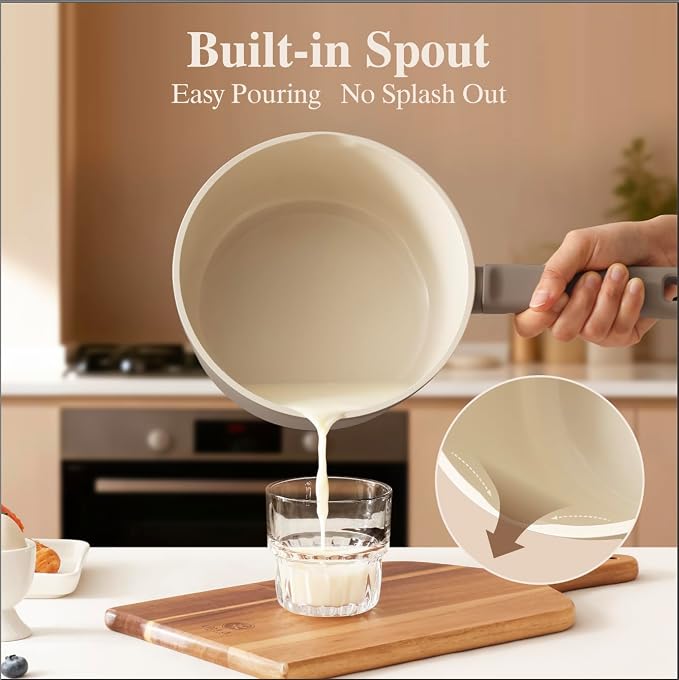 SENSARTE Ceramic Pots and Pans Set Nonstick, 20Pcs Cookware Set, Taupe | Non Stick Ceramic Coating, Non-toxic Healthy Kitchen Cooking Set, Induction Compatible, Dishwasher Safe, PFAS/PTFE/PFOA Free