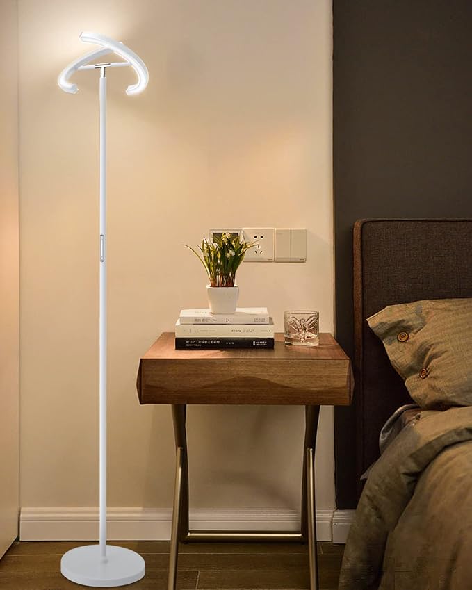 SIBRILLE White Floor Lamp, Modern Stepless Dimmable Standing Lamp 3000-6000K, 20W LED Rotatable Reading Tall Lamp, Touch & Remote Control Uplighter Floor Lamps for Living Room Bedroom Office