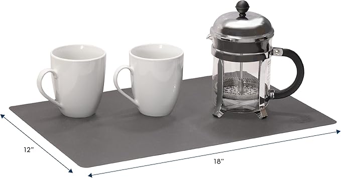 S&T INC. Coffee Mat, Silicone Bar Mat for Coffee Maker and Espresso Machine, 12 Inches x 18 Inches, Silicone Grey, 1 Pack