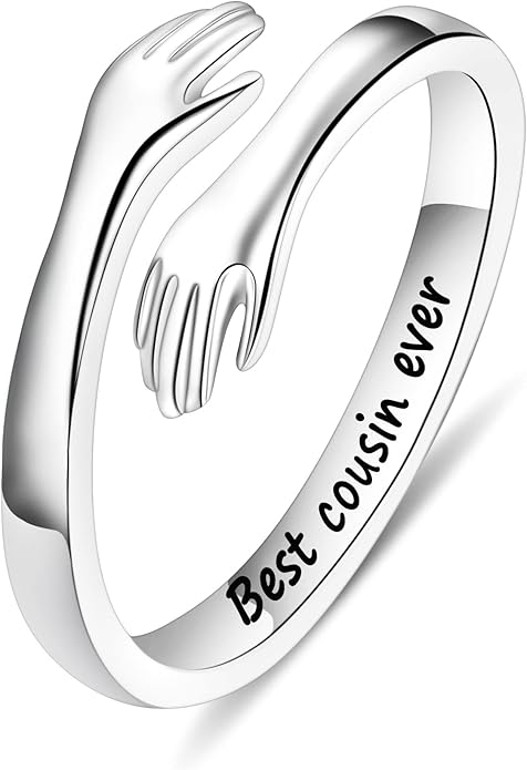 Yesteel Mothers Day Gifts - S925 Sterling Silver Hug Ring for Women Teen Girls, Adjustable Ring Jewelry Mothers Day Birthday Gifts for Daughters Mom Sister Wife Friends Grandma